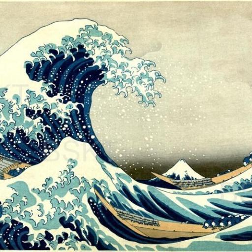 Cuadro en lienzo La ola de Kanagawa de Hokusai arte japonés grabado clásico [0]