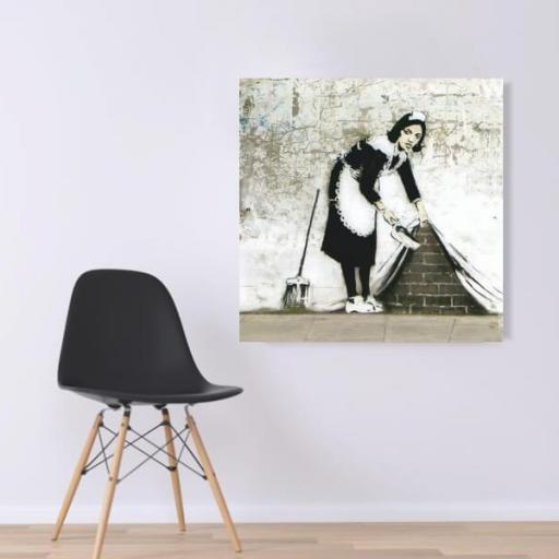Cuadro en lienzo cuadrado Banksy maid [1]