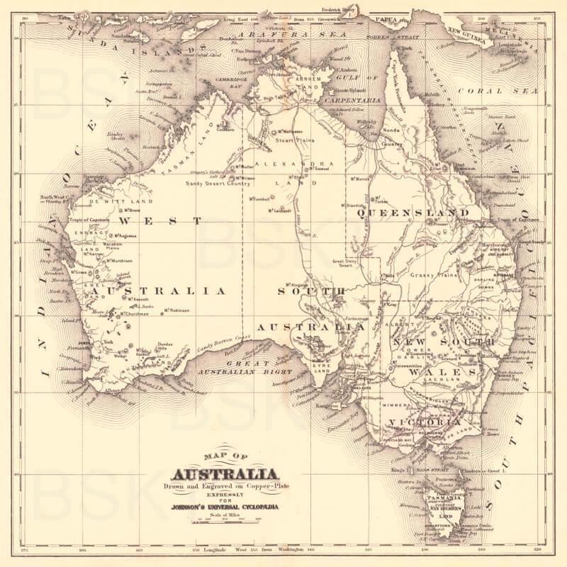 Cuadro en lienzo cuadrado mapa de Australia