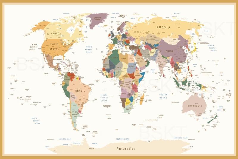 Cuadro en lienzo mapamundi mapa político del mundo