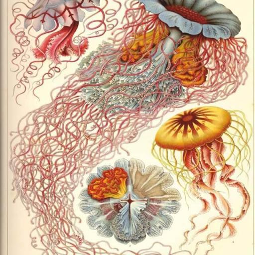 Cuadro en lienzo lámina medusas vintage [0]