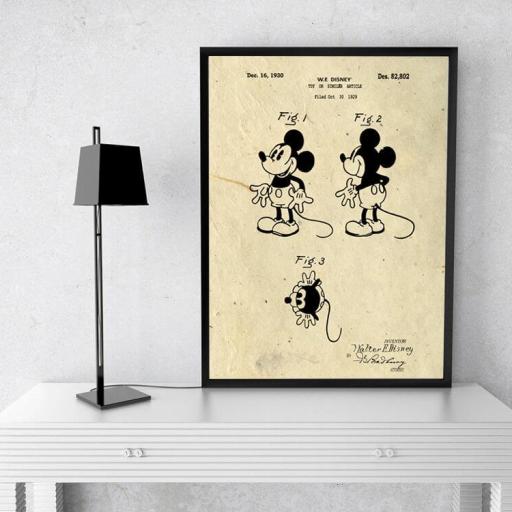 Cuadro en lienzo patente  original Mickey Mouse Disney vintage [1]