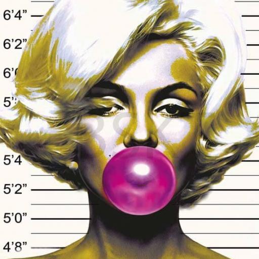 Cuadro en lienzo Marilyn Monroe mugshot ficha policial chicle [0]