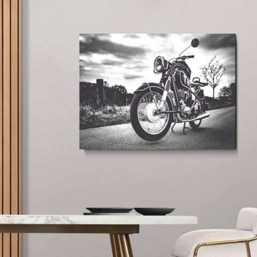 Cuadro en lienzo fotografía blanco y negro, motocicleta BMW vintage. [1]