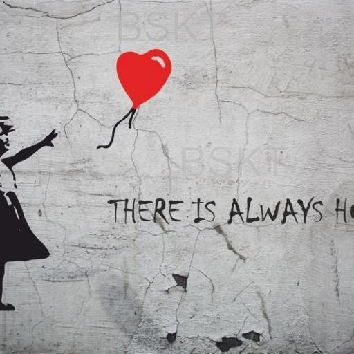 Cuadro en lienzo canvas Banksy graffiti there is always hope, niña globo, girl with balloon [0]