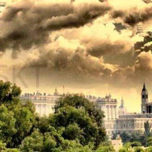 Cuadro en lienzo alargado  palacio real Madrid paisaje [0]