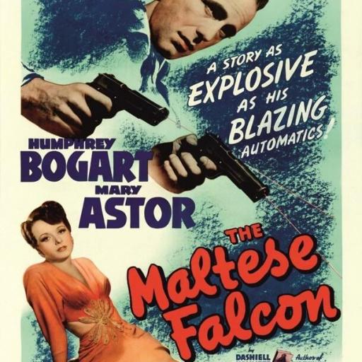 Cartel película clásica El  Halcón Maltés - Humphrey Bogart, impreso sobre lienzo y montado sobre bastidor. [0]