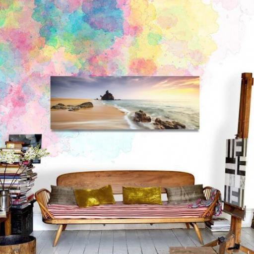 Cuadro en lienzo XXL alargado cabecero Bora Bora playa paradisíaca  [1]