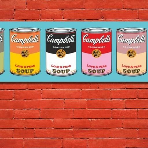 Cuadro en lienzo en alta resolución alargado Pop art estilo Warhol Campbell's [1]