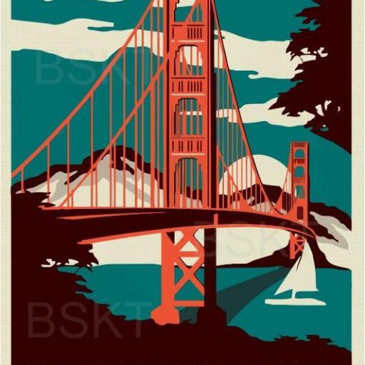 Cuadro en lienzo póster lámina San Francisco vintage antiguo