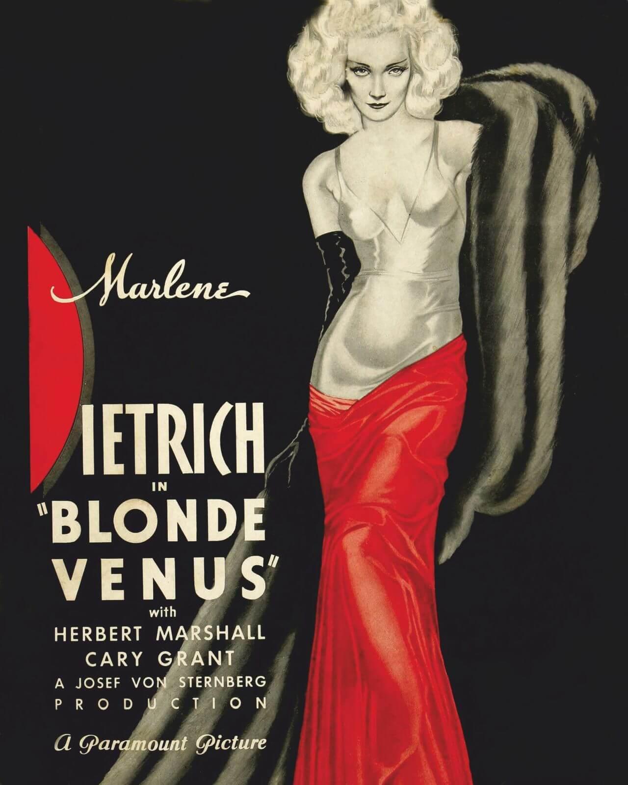 Cuadro en lienzo Cartel cine Clásico La Venus Rubia, Marlene Dietrich