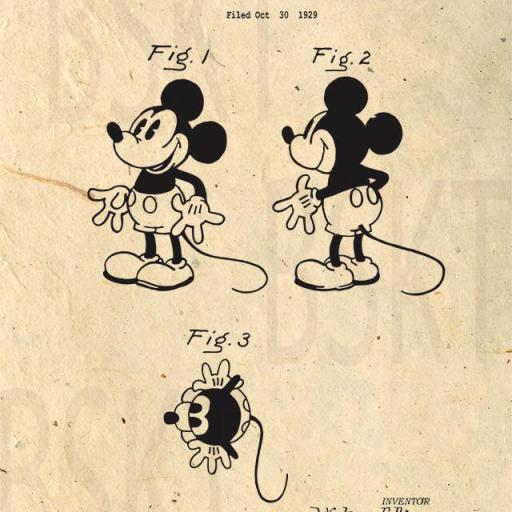 Cuadro en lienzo patente  original Mickey Mouse Disney vintage [0]