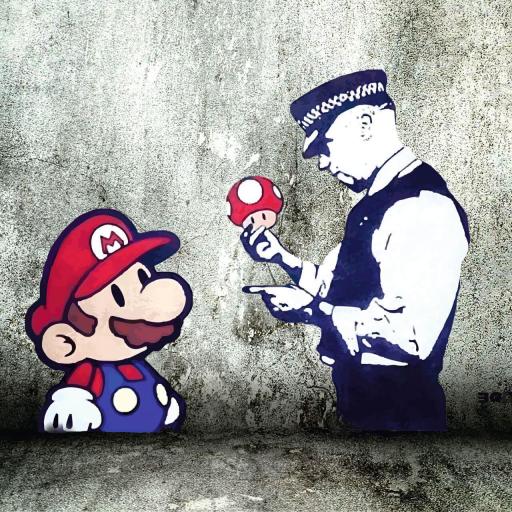 Cuadro en lienzo Graffiti Banksy  Mario Bros