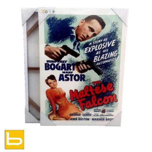 Cartel película clásica El  Halcón Maltés - Humphrey Bogart, impreso sobre lienzo y montado sobre bastidor. [2]