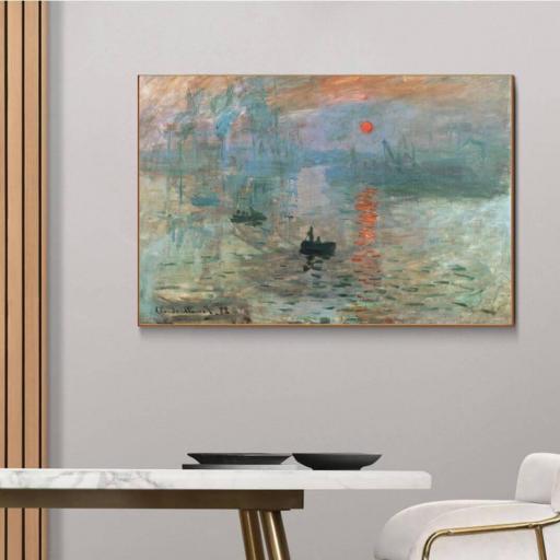 Lienzo enmarcado en madera color Nogal claro Sol Naciente, Claude Monet, Impresionismo [1]