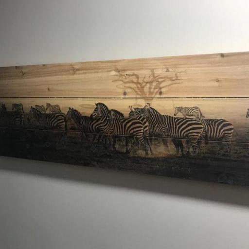 Cuadro de madera alargado cebras [0]
