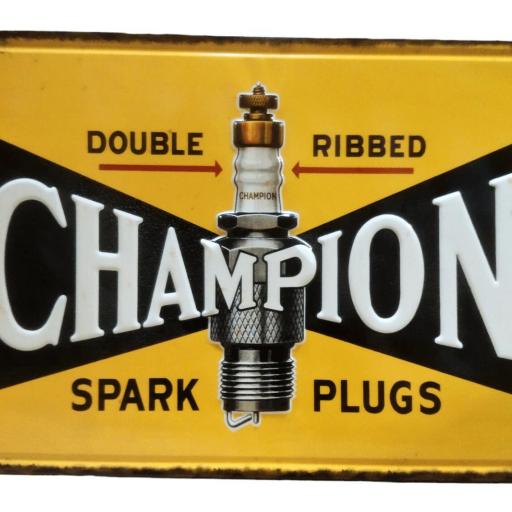 Placa Chapa metálica para decoración Champion Cartel Vintage antiguo