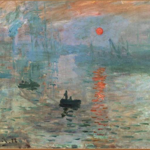 Lienzo enmarcado en madera color Nogal claro Sol Naciente, Claude Monet, Impresionismo [0]