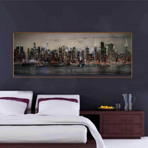 Lienzo enmarcado en madera color Nogal claro, fotografía Nueva York. [2]