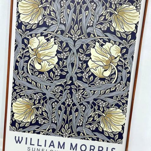 Lienzo enmarcado en madera color Nogal claro, Floral William Morris [3]