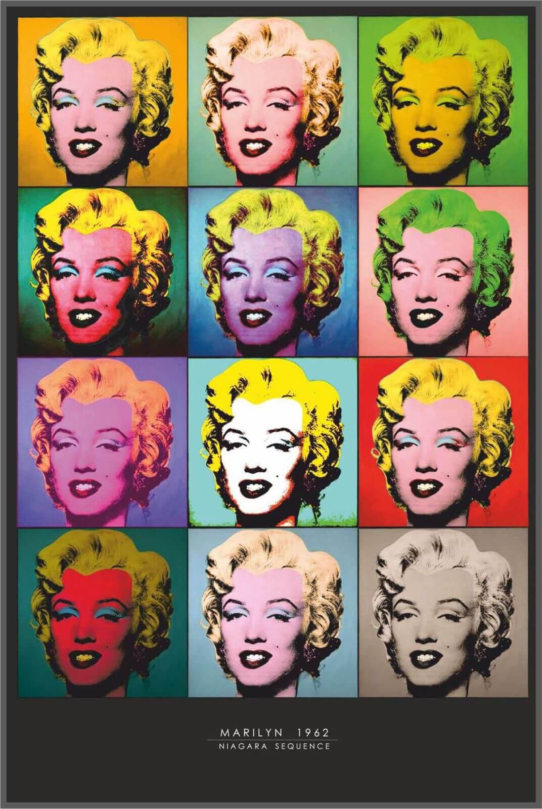 Lienzo enmarcado en madera color negro Pop Art Marilyn Monroe