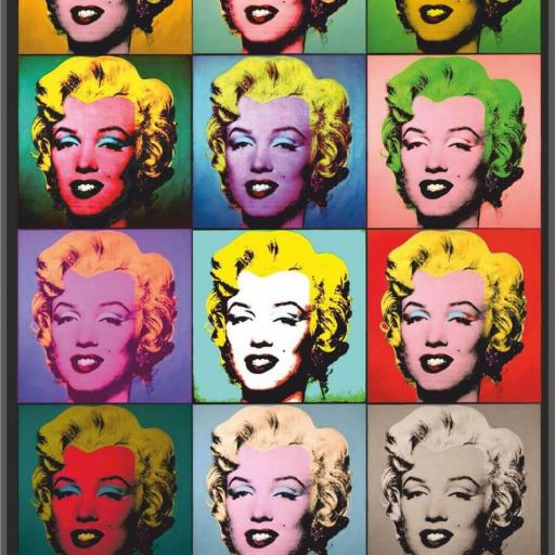 Lienzo enmarcado en madera color negro Pop Art Marilyn Monroe [0]