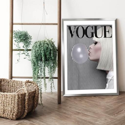 Cuadro con lámina de Portada Revista Vogue, Marco color Níquel. [1]