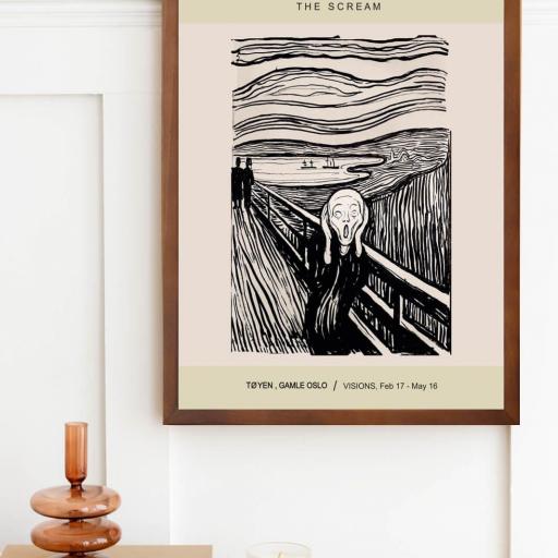 Cuadro con lámina de El Grito, Edvard Munch Expresionismo, Marco color Nogal.  [1]