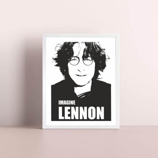 Cuadro con lámina de John Lennon Poster Imagine, Marco color Blanco. [1]