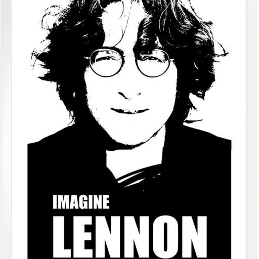 Cuadro con lámina de John Lennon Poster Imagine, Marco color Blanco.