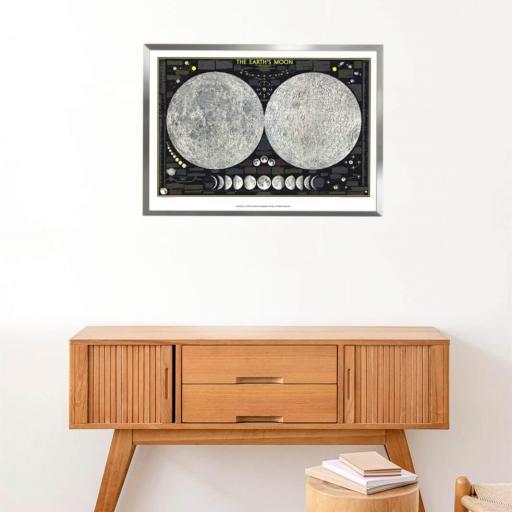 Cuadro con lámina de Calendario Luna y Tierra Espacio, Marco color Níquel. [1]