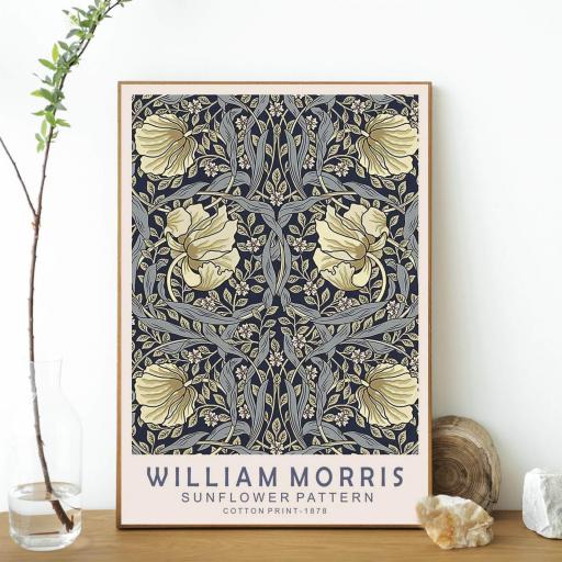 Lienzo enmarcado en madera color Nogal claro, Floral William Morris