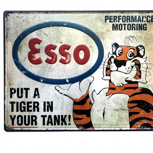  Placa de metal grande 40x30 cm ESSO Put a tiger in your tank! vintage clásica para decoración [0]