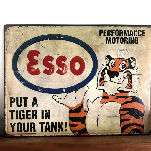  Placa de metal grande 40x30 cm ESSO Put a tiger in your tank! vintage clásica para decoración [1]
