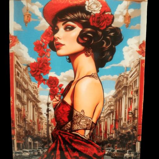 Placa Chapa metálica para decoración maja en la Gran Vía de Madrid. Cartel Vintage antiguo [0]