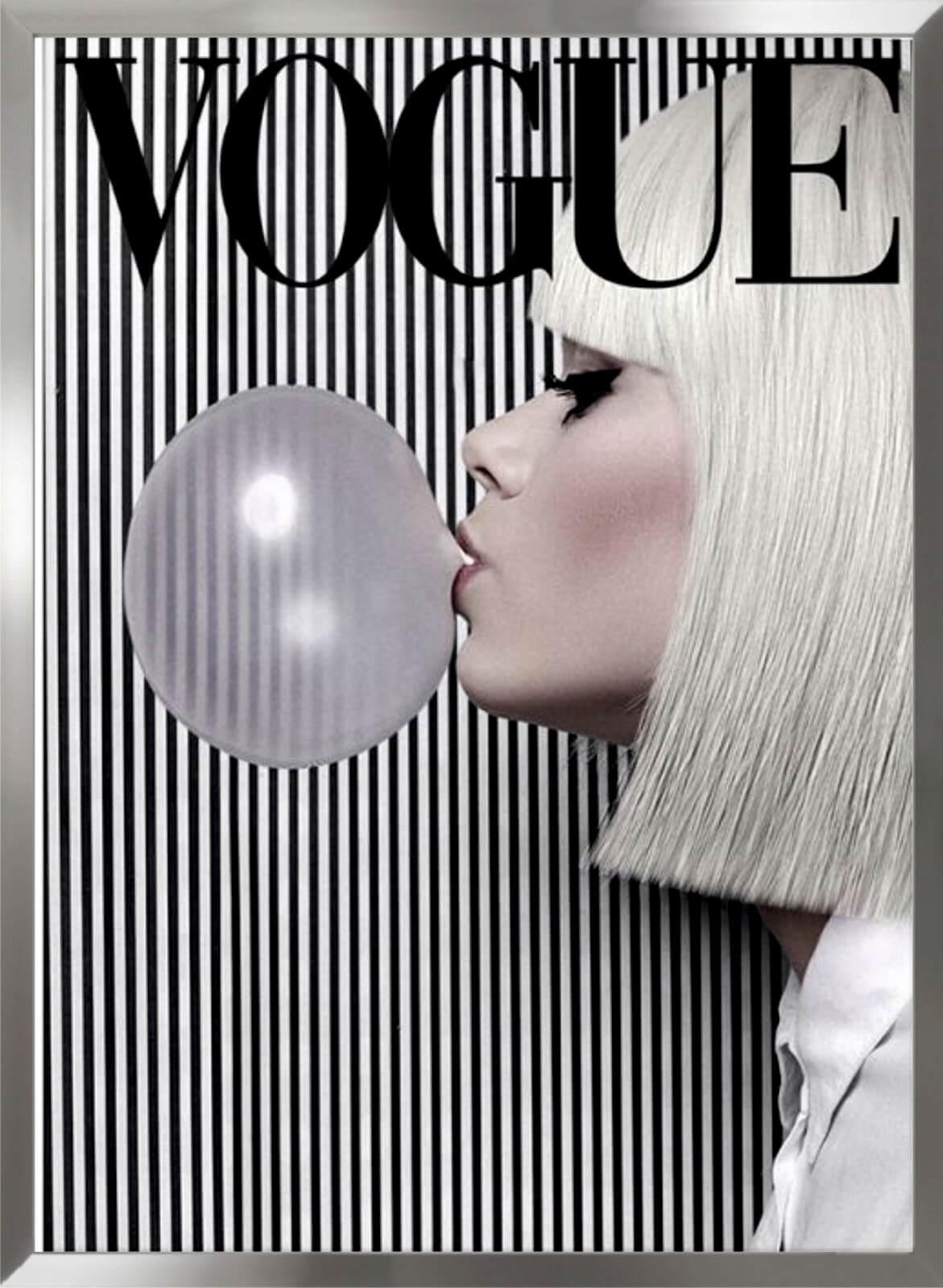 Cuadro con lámina de Portada Revista Vogue, Marco color Níquel.