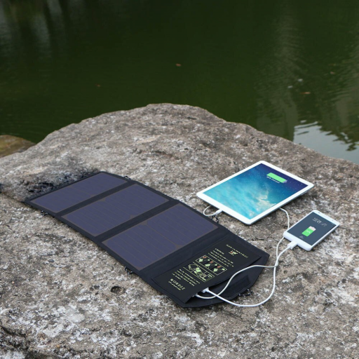 PANEL SOLAR plegable de 21W 5V Cargador Batería Movil CAMPING CAMPER Adecuado para todos los teléfonos, senderismo acampada al aire libre [2]