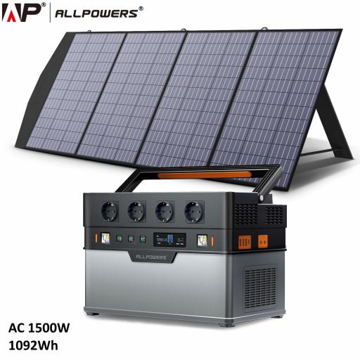 ESTACIÓN DE ENERGIA PORTATIL ALLPOWERS 1500W - 1092Wh con Panel solar 100/200/400W [0]