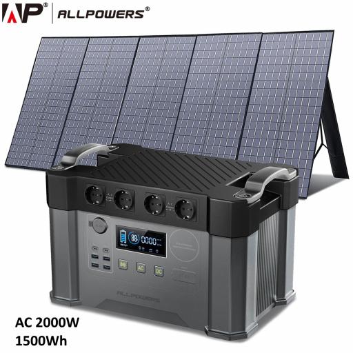 ESTACIÓN DE ENERGIA PORTATIL ALLPOWERS 2000W - 1500Wh con Panel Solar [0]