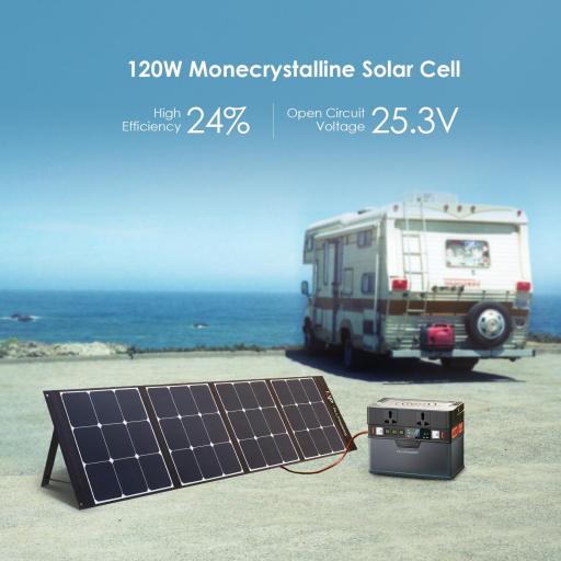PANEL SOLAR MONOCRISTALINO plegable de 120W 18V Cargador Batería Movil CAMPING CAMPER Adecuado para Ordenador Portatil Laptop, senderismo acampada al aire libre [1]