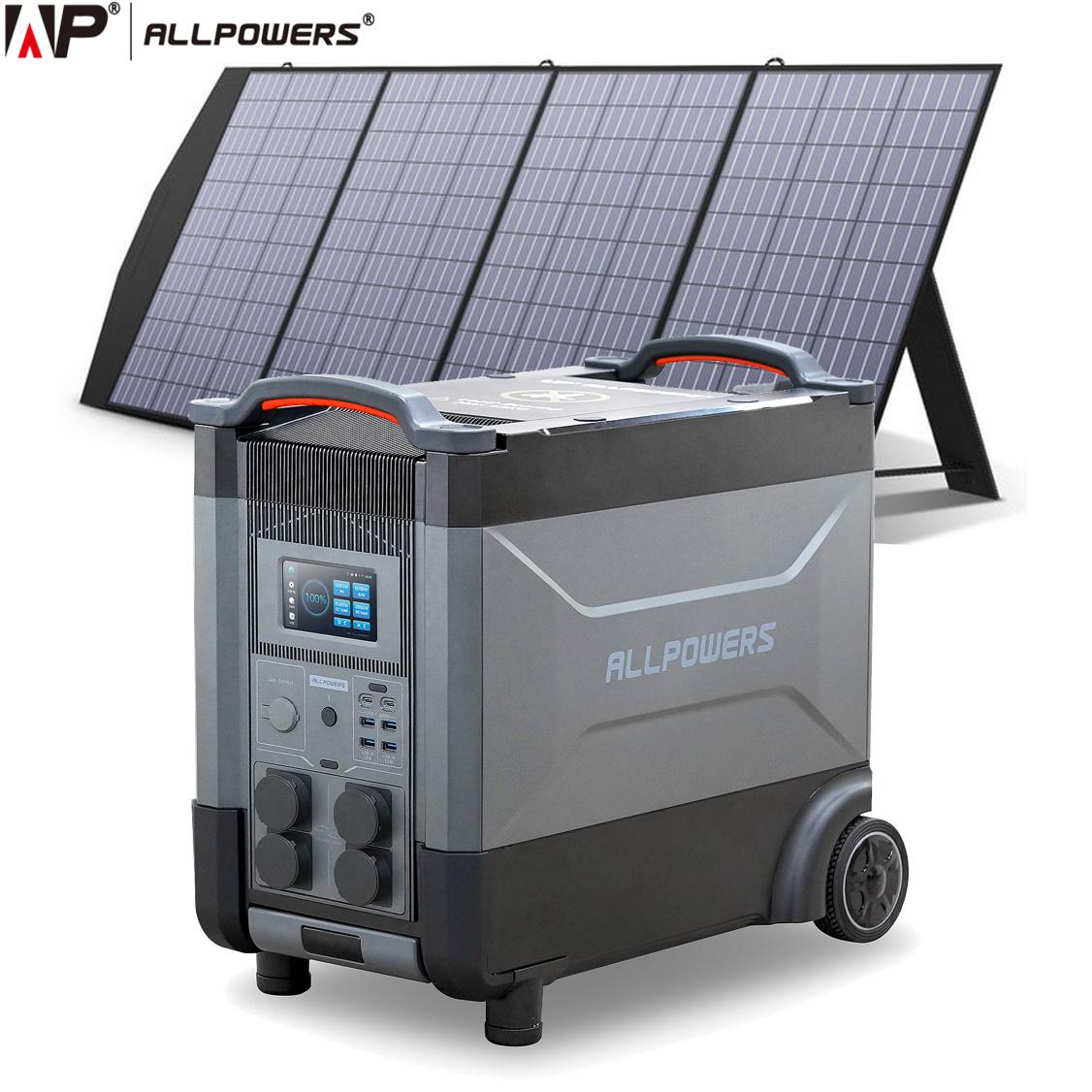  ALLPOWERS Generador solar S2000 de 1500 Wh con paneles solares  incluidos Estación de energía portátil de 2000 W con 2 paneles solares  plegables de 100 W para respaldo de batería, vehículo