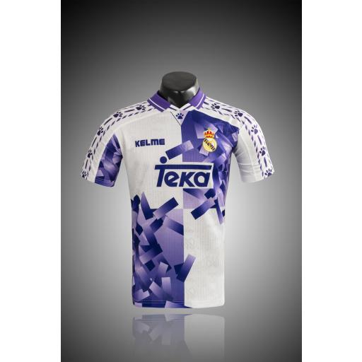 Camiseta Real Madrid 2ª Equipación 1996/97 - Blanca/Morada | Retro - Vintage | La Liga | PERSONALIZABLE
