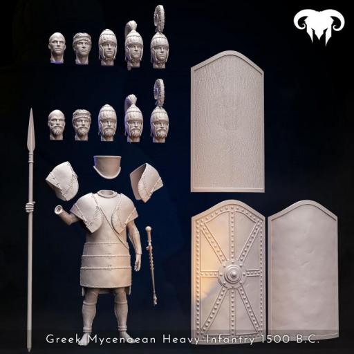 Greek Mycenaean Heavy Infantry 1500 B.C. Palace Guard!! modelo customizable