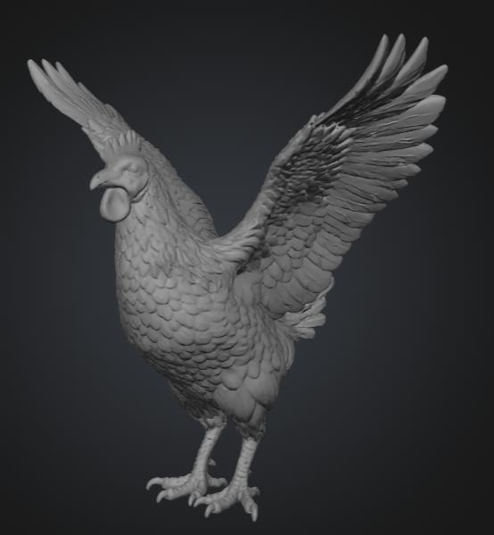 Gallina alas abiertas