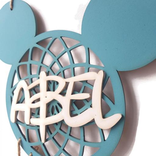 Atrapasueños Personalizado Infantil: Magia y Encanto en azul y blanco Mickey [1]
