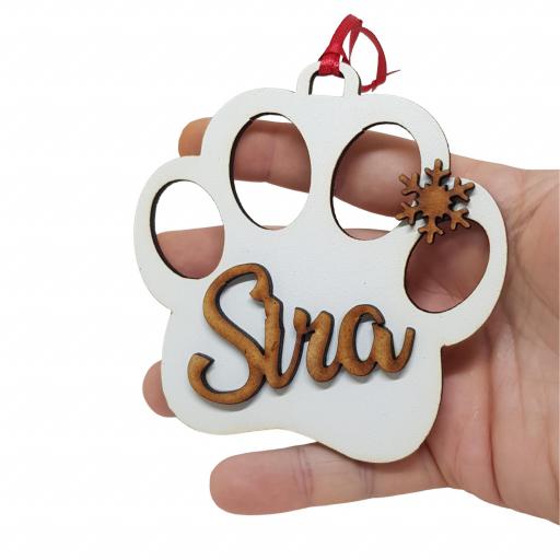 Bolas de navidad personalizadas mascota con forma de huella. Producto artesanal [1]