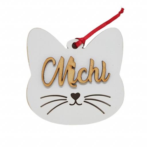 Bolas de navidad personalizadas mascota con forma de gato. Producto artesanal [1]