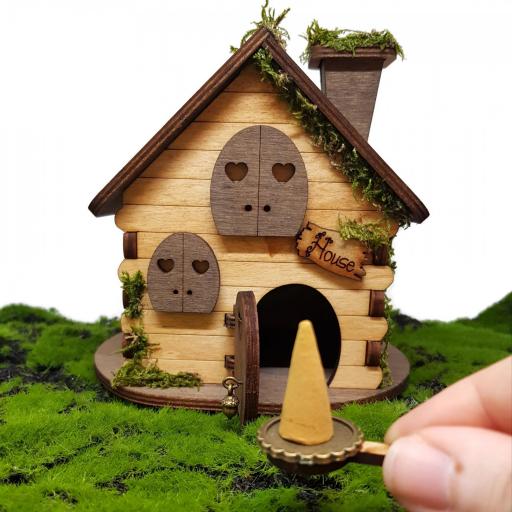 Quemador de incienso con forma de casita de madera, casa fantasía, se puede personalizar. Producto artesanal [3]