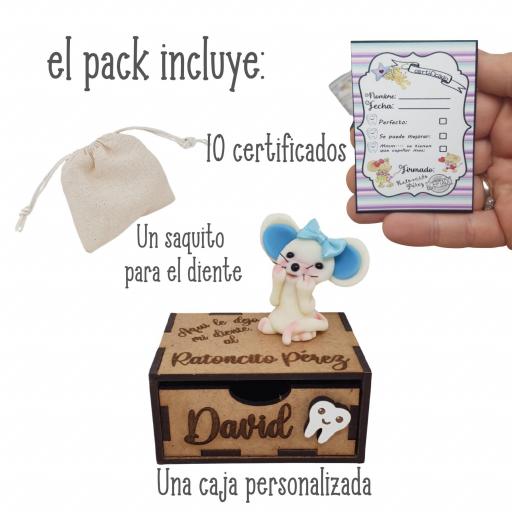 Caja Ratoncito Pérez personalizada para guardar los dientes. Incluye certificados y saquito para el diente. [3]