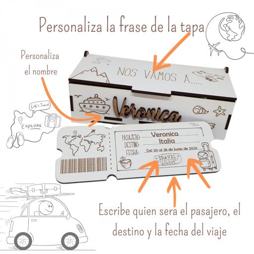 Billete de viaje sorpresa,destino sorpresa, regalo sorpresa para anunciar un viaje. Detalle bonito y original. [1]